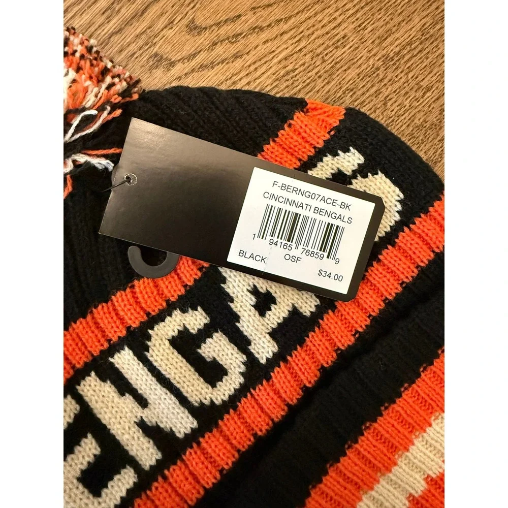 Cincinnati Bengals Bering 47 Brand Cuff Knit Beanie Hat Black Orange